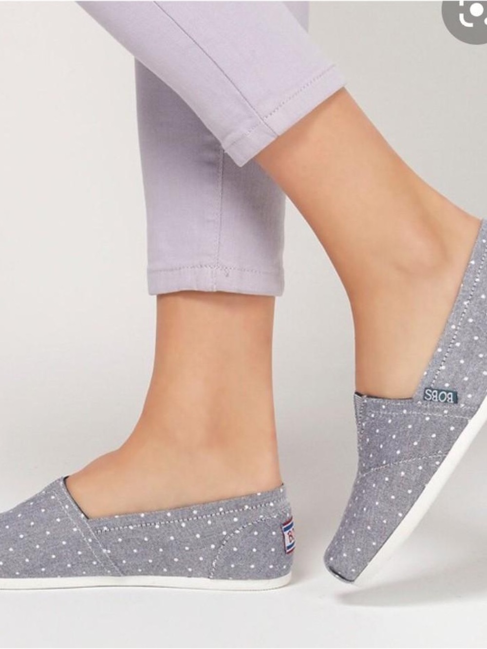 Skechers BOBS Grey Slip-On Casual Shoes with Rhinestone Detail
